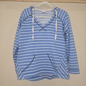 Columbia Women's Tropic Haven Hoodie blue and white stripe Size L